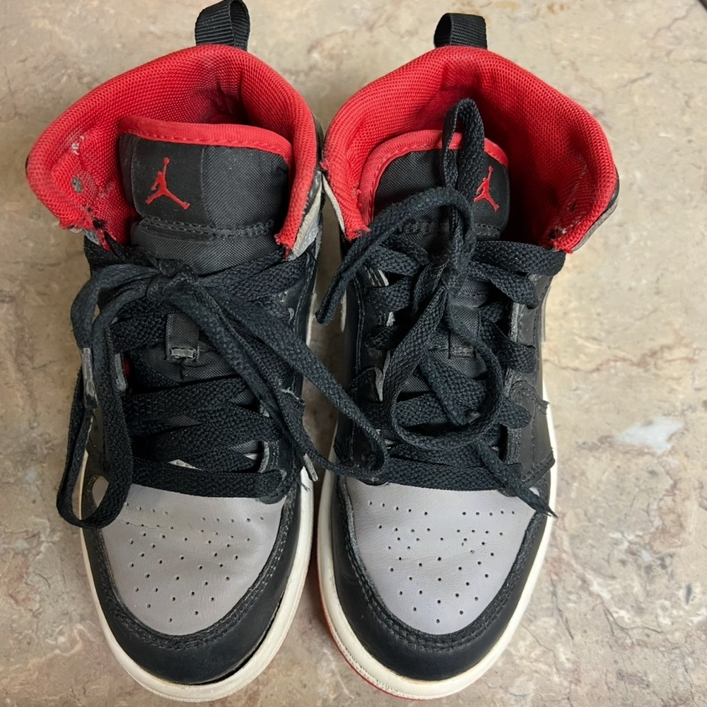 Jordan 1 Mid Cement Black Fire Red Nike Kids Shoes